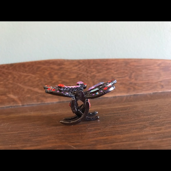 Vintage SNK Stamped Large Swarovski Crystal Dragonfly Claw Clip Hair Jewelry - Picture 9 of 14